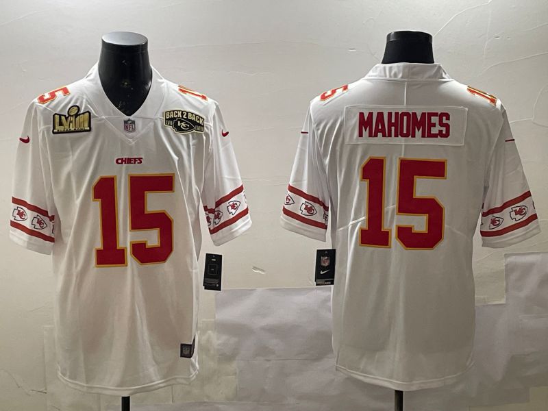 Men Kansas City Chiefs #15 Mahomes White 2025 Nike Vapor Limited NFL Jersey style 16